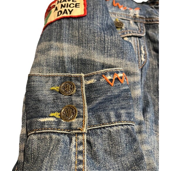 Vintage 90s Lucky Legend Denim Jacket Embroidered Hippie Patches Made In USA S - Picture 10 of 16